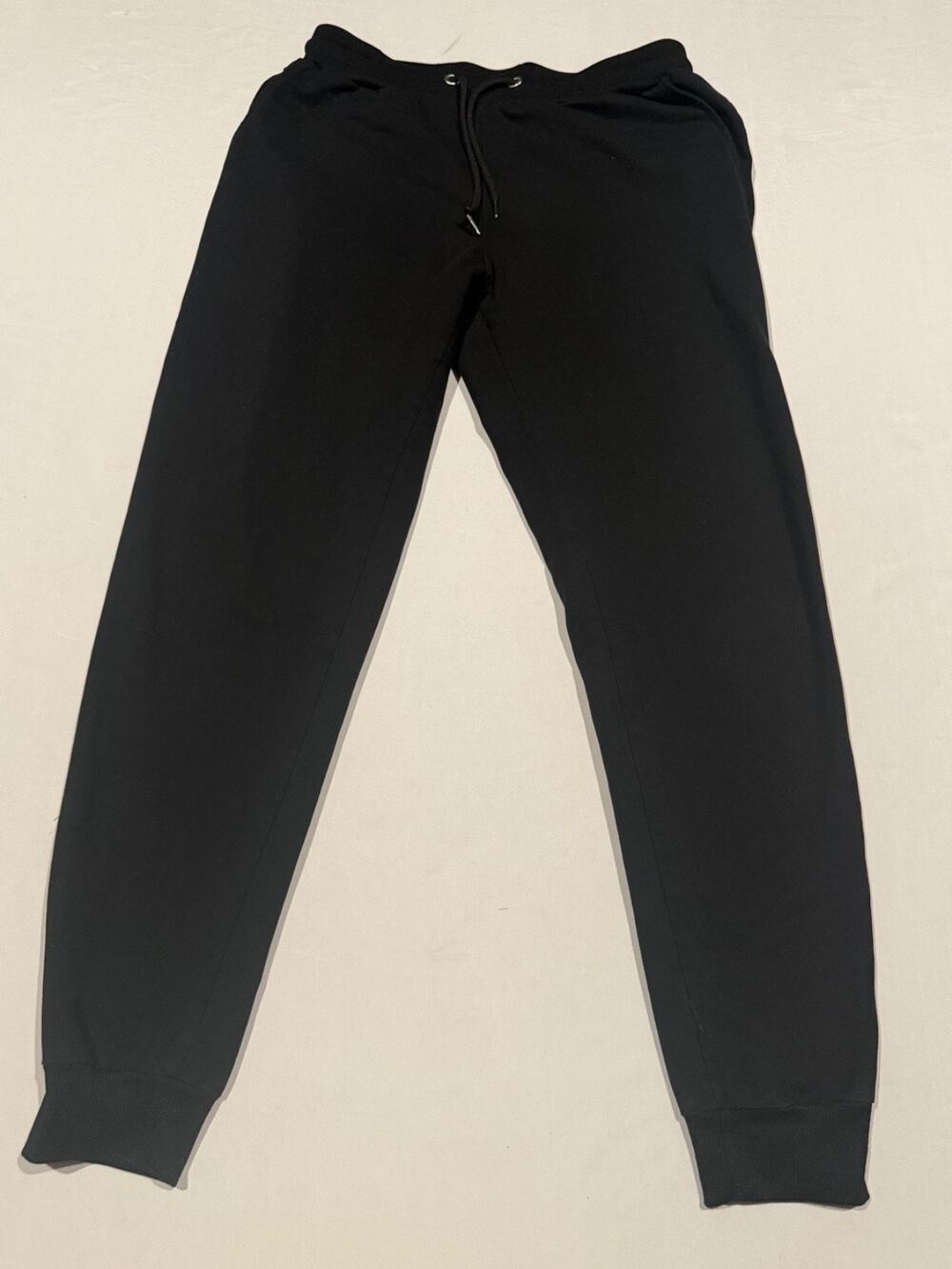 Mens Medium Black Jogger Sweatpants Elastic Waist Drawstring Athleisure